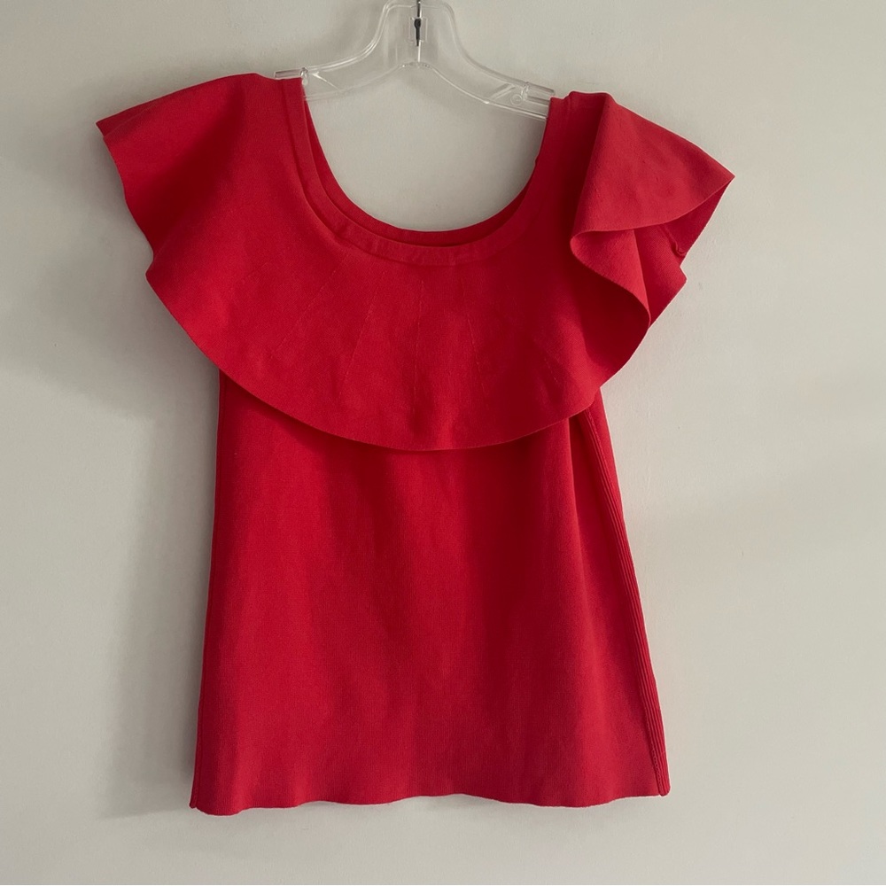 Women’s Red Ruffle Neck Top - Picture 6 of 8